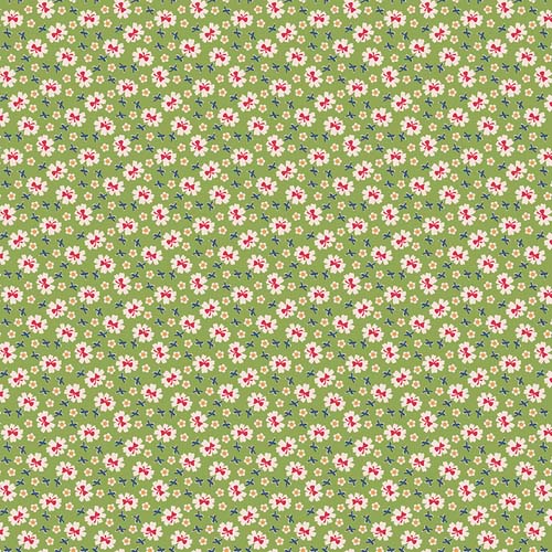 Farmer's Daughter - Bows - Thyme - bows & flowers on green - Lori Holt