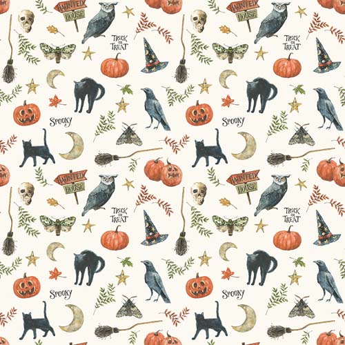 Trick or Treat - Spooky - Cream - Halloween themed icons on cream