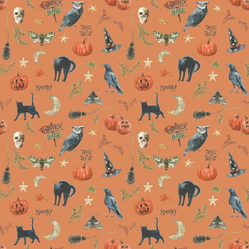 Trick or Treat - Spooky - Orange - Halloween themed icons on orange