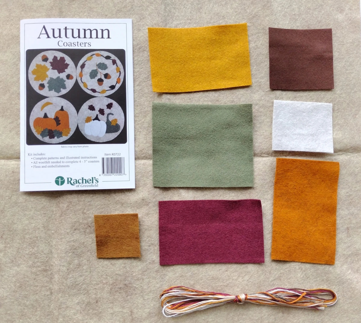 Rachel's of Greenfield -Autumn Coasters Kit for 4-5 coasters K0722