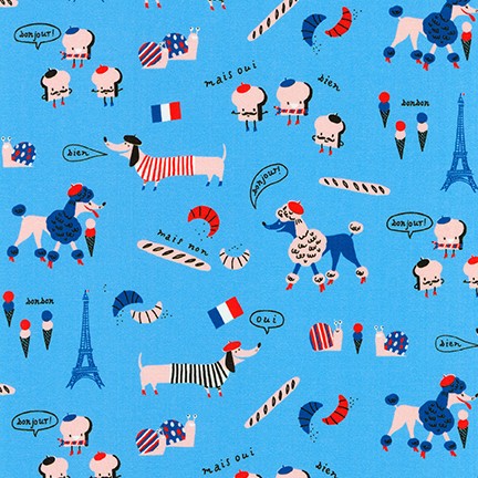 Hello Lucky - Blue - Poodles & Ice Cream Cones on Blue
