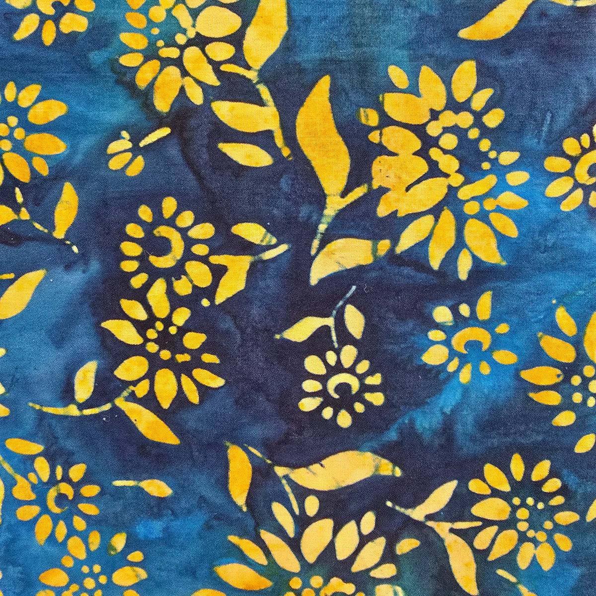 Artisan Batiks - Summer Flowers-Breeze-Gold Sunflowers on Blue Background