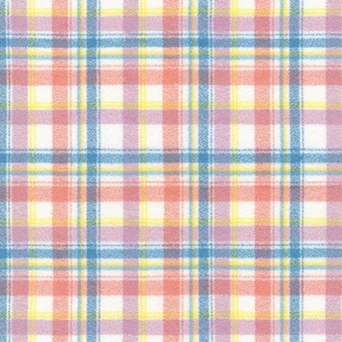 Mammoth Junior Flannel - Rainbow - blue, coral, lavender and yellow plaid