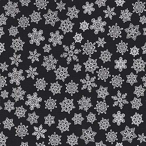 Holiday Charms - Snowflakes - Onyx - Silver metallic snowflakes on black
