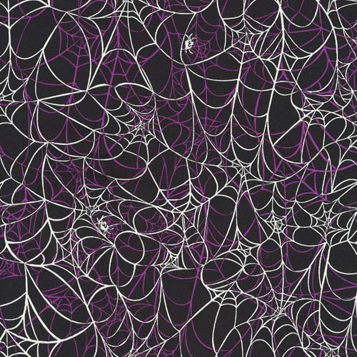 Lights Out - Webs - Nightfall - white & purple webs on black- Glows in dark