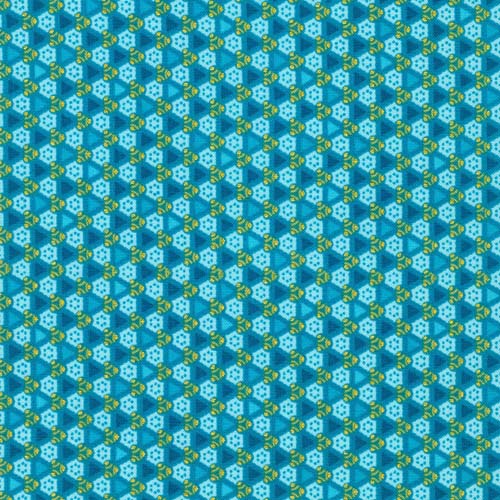 Jaikumari - Turquoise - teal, turquoise & blue triangles w/gold metallic accent
