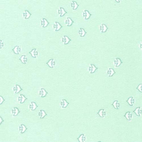 Cozy Cotton Flannel - Over the Moon - Sea Mist- white birds on lt green