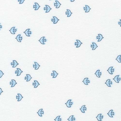 Cozy Cotton Flannel - Over the Moon - Blue Jay- blue birds on cream