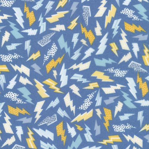 Astrobots Flannel - Power Bolt - Blue - lightning bolts on blue