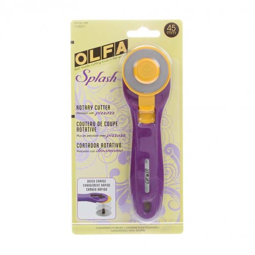Olfa 45mm Splash Rotary Cutter-Straight Purple Handle RTY2CPR