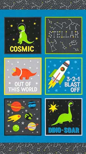 Dino-saur -Stratosphere PANEL- 24" with space dinos and words