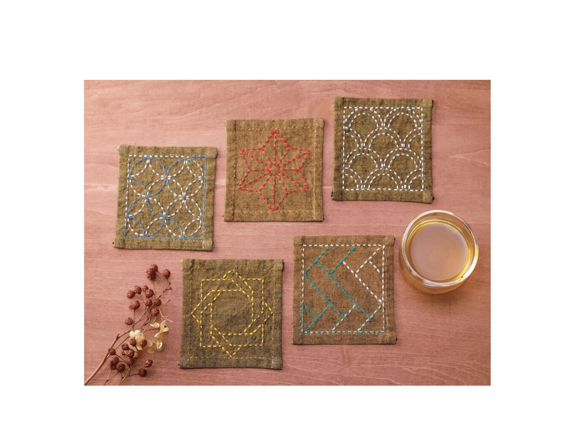 Sashiko Coaster Collection - Japanese Tradtional Embroidery