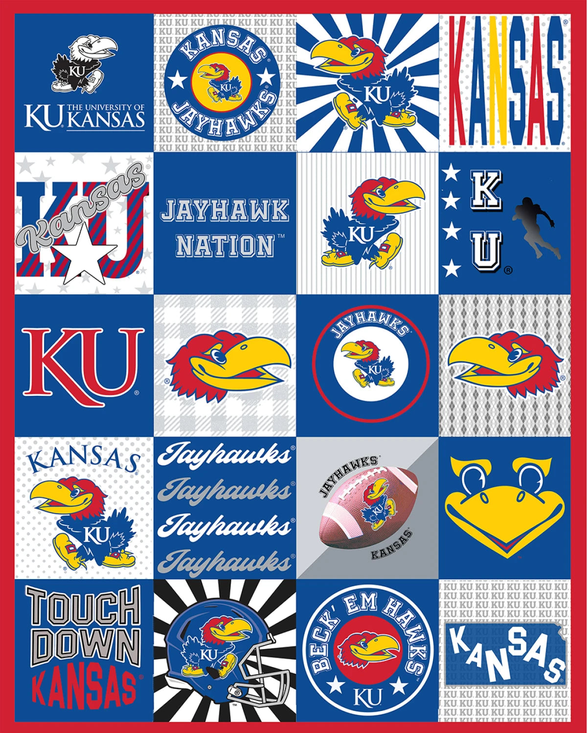 Kansas University - T-shirt Minky PANEL 1 5/8 yd - 58/60 in wide