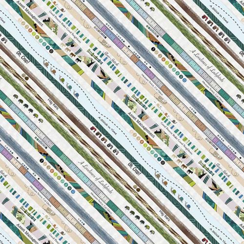 Neighborhood Association - Selvedge Stripe - Multi - diagonal printed selvedges