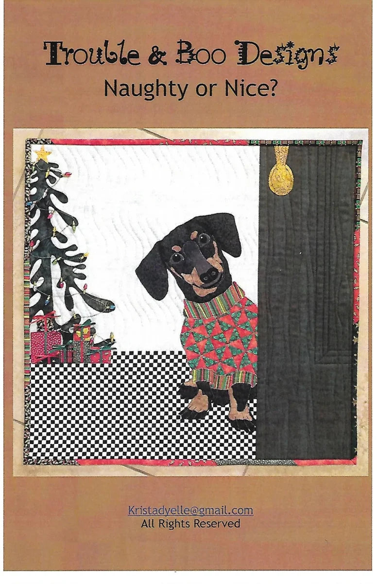 Naughty or Nice Pattern - wall hanging 21 x 21 - Trouble & Boo Designs - Dog