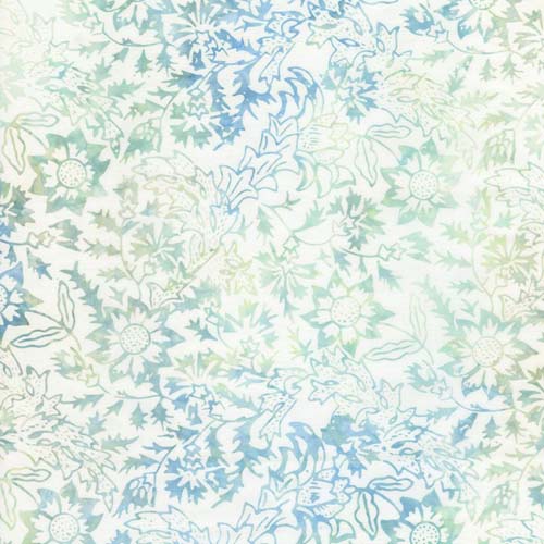 Tonga Paradise -Harvest Floral - Seafoam - blue & aqua floral on white