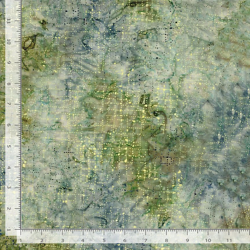 Radiant Meadow Batik - Dotty Grids - Pasture