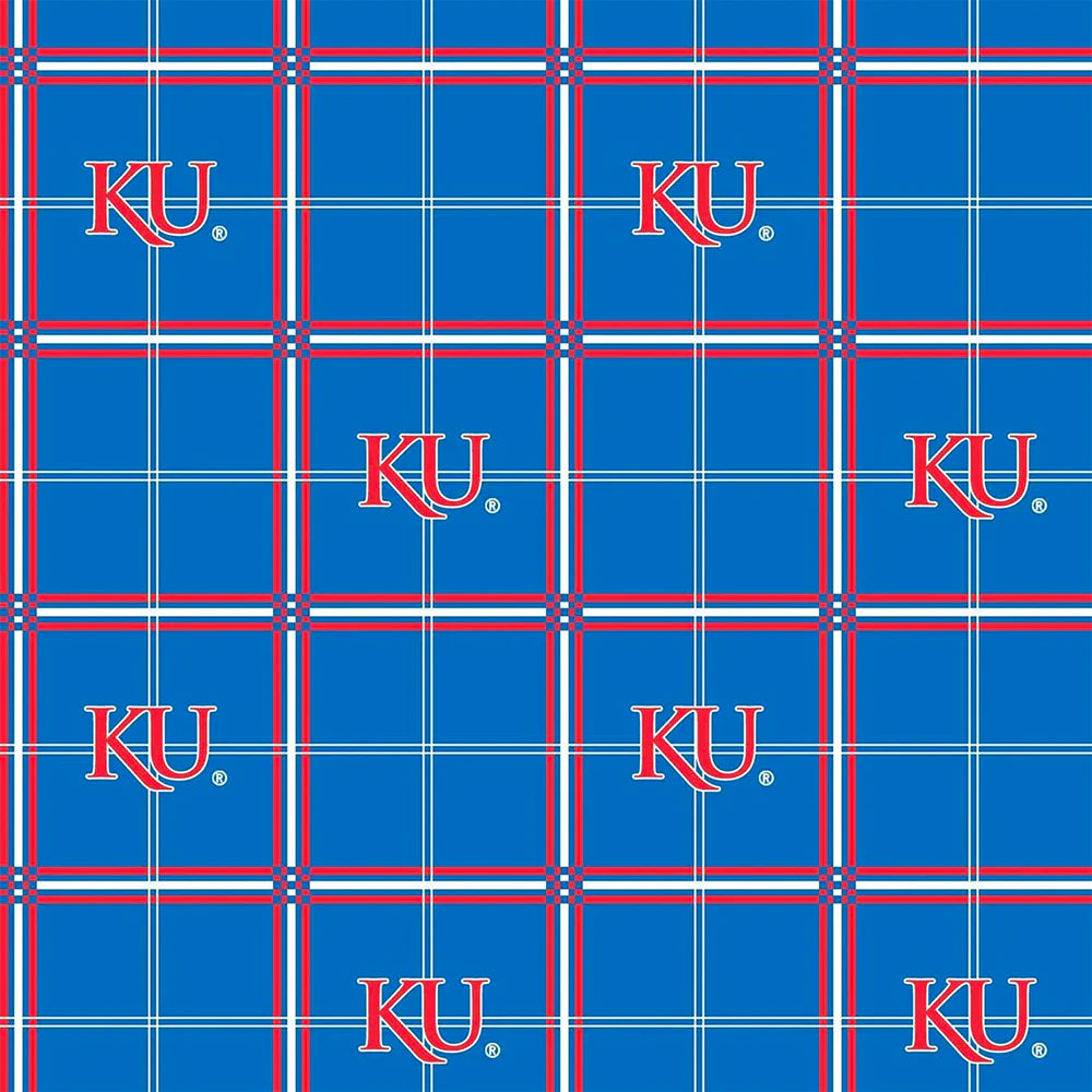 College Flannel - Kansas Jayhawks - Plaid - Blue & Red - 42" Wide