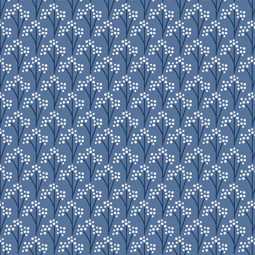 Windsong Meadow - Trees - Blue - small white trees on blue