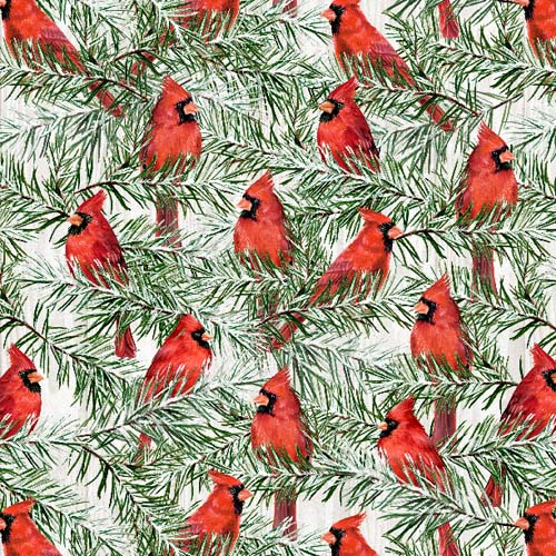 Country Cardinals - Cardinals- Light Gray - cardinals in pine on lt. gray
