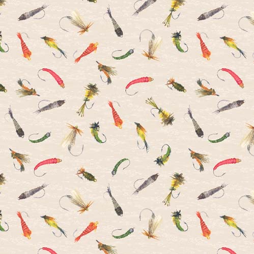 Gone Fishing - Fishing Lures - Cream - tossed fishing lures on cream