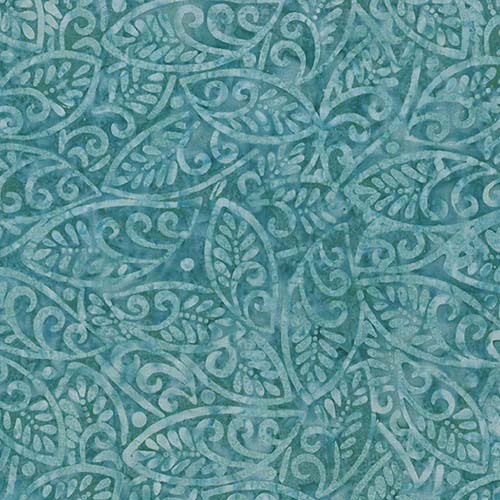 Candy Crush Batik - Large Leaves - Dark Aqua - tone on tone leaves