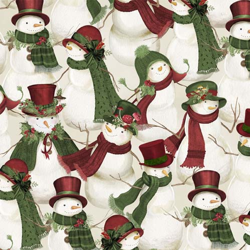Woodland Snowmen - Snowmen - Cream - packed snowmen on cream