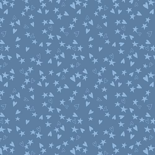Safari Lullaby - Hearts & Stars - Blue - tone on tone blue stars & hearts