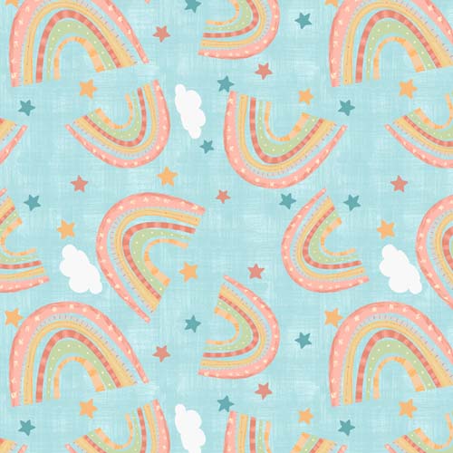 Rainbow Dreams - Tossed Rainbows - Blue - tossed rainbows on light blue