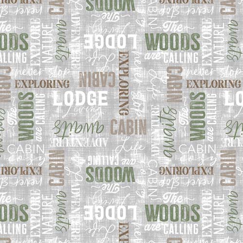 Timberland Trails - Words - Gray - camping & nature words on light gray