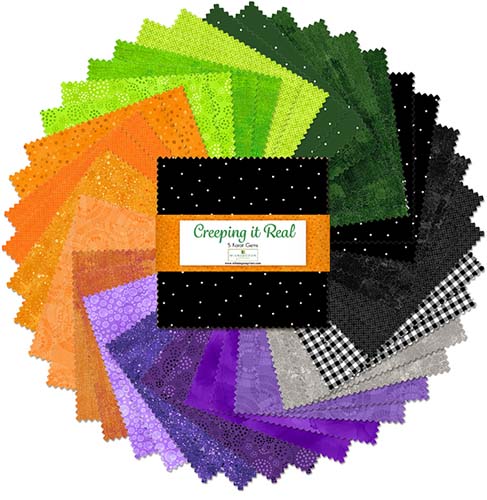 Creeping It Real - 5 Karat Gem - 42 5 inch squares - purple orange green & black