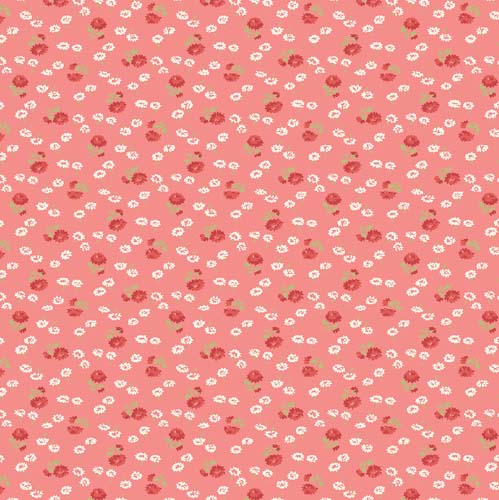 Sentiments - Tiny Flowers - Dark Pink - tiny red & white flowers on pink