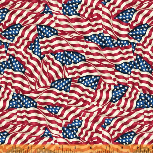 108" Quilt Back - Packed United States Flags by Whistler Studios