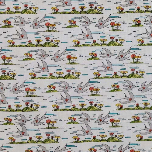 Bubbie's Buttons and Blooms -little birds - Angel food cake - grey birds on whi