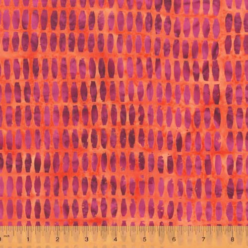 Here: There Batik - Strand - Pomegranate - rows of magenta beads on coral