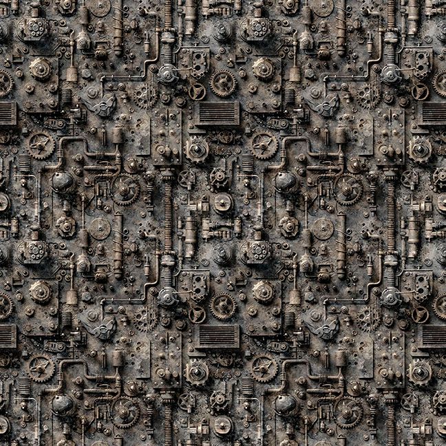 Steam & Steel - Train Mechanic - Charcoal - dk gray gears, pipes wires etc