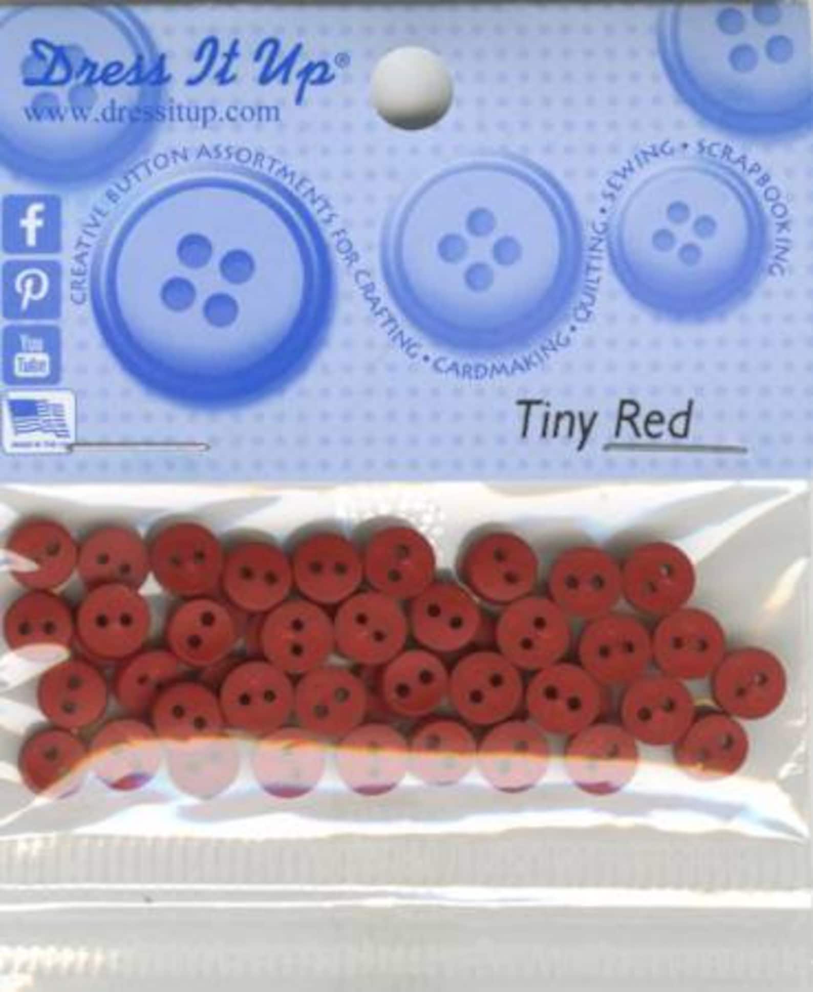 Tiny Round Red 1/4 in. Buttons-Approx. 40 Buttons From Dress It Up