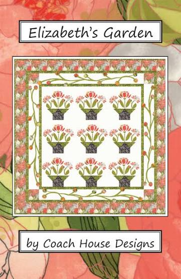 Elizabeth's Garden Pattern - 9 Flower Baskets With Applique Inner Border-Fi