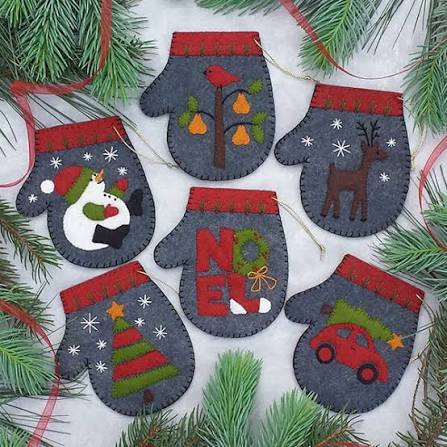 Rachel's of Greenfield Kit - Charcoal Mittens - 6 Ornaments