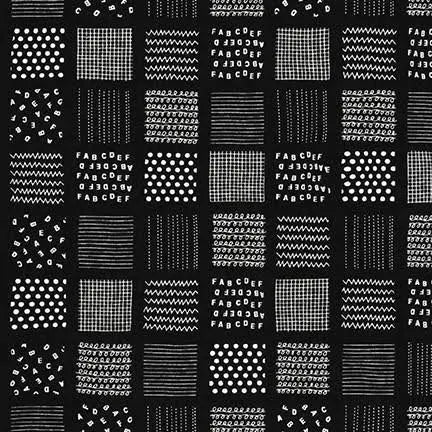Simple life - Black -white designs in squares on black