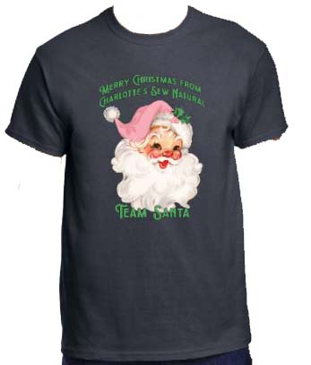CSN - Pink Santa on Charcoal t-shirt - sizes S - 3XL Gilden Unisex SS Crewneck