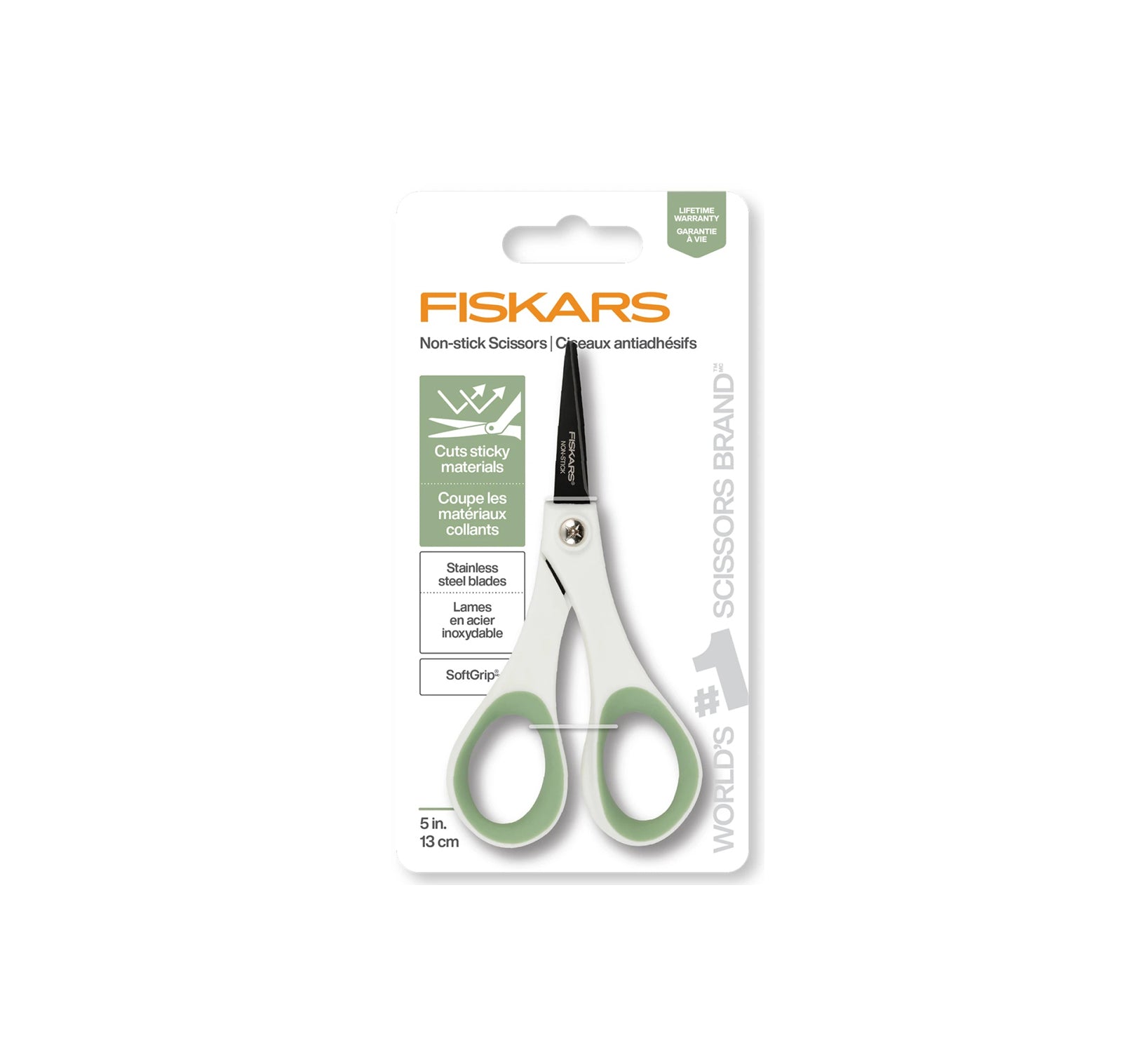 Fiskars - 5" non stick titanium soft grip detail scissors-  sea mist/eclipse