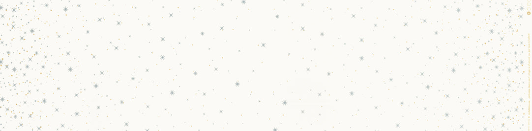 Ombre Fairy Dust - Off White - metallic silver stars and dots denser at edges