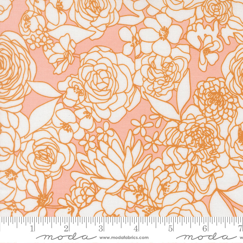 True To Hue - Hidden Facet Florals - Blush - white floral on blush pink