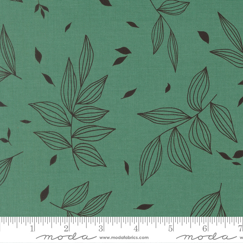 True To Hue - Falling Leaves -Composed - black leaves on teal