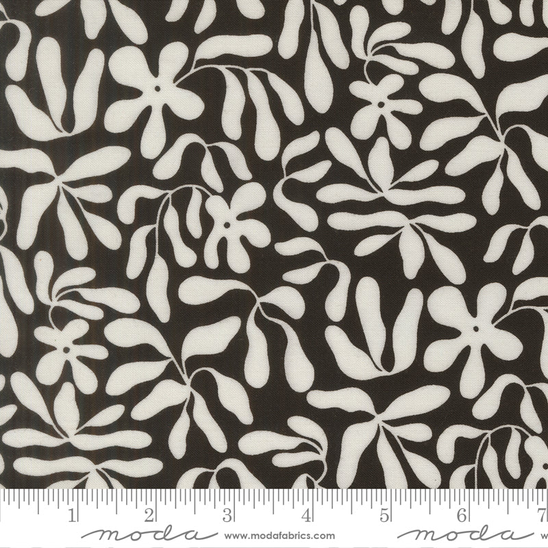 True To Hue - Obsura Florals - Black as Night - white floral on black
