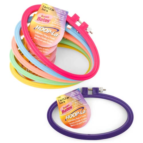 Hoop-La Embroidery Hoop 8in colorful plastic hoops by Susan Bates-