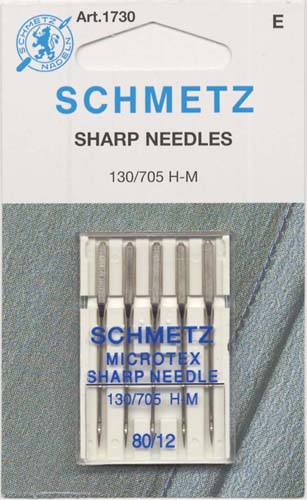 Schmetz - Microtex 130/705 80/12 sharp needle #1730