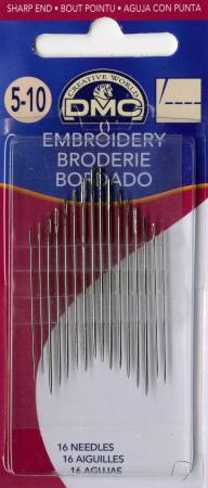 DMC Embroidery/Crewel Needles - 16 Needles - Assorted Sizes 5/10
