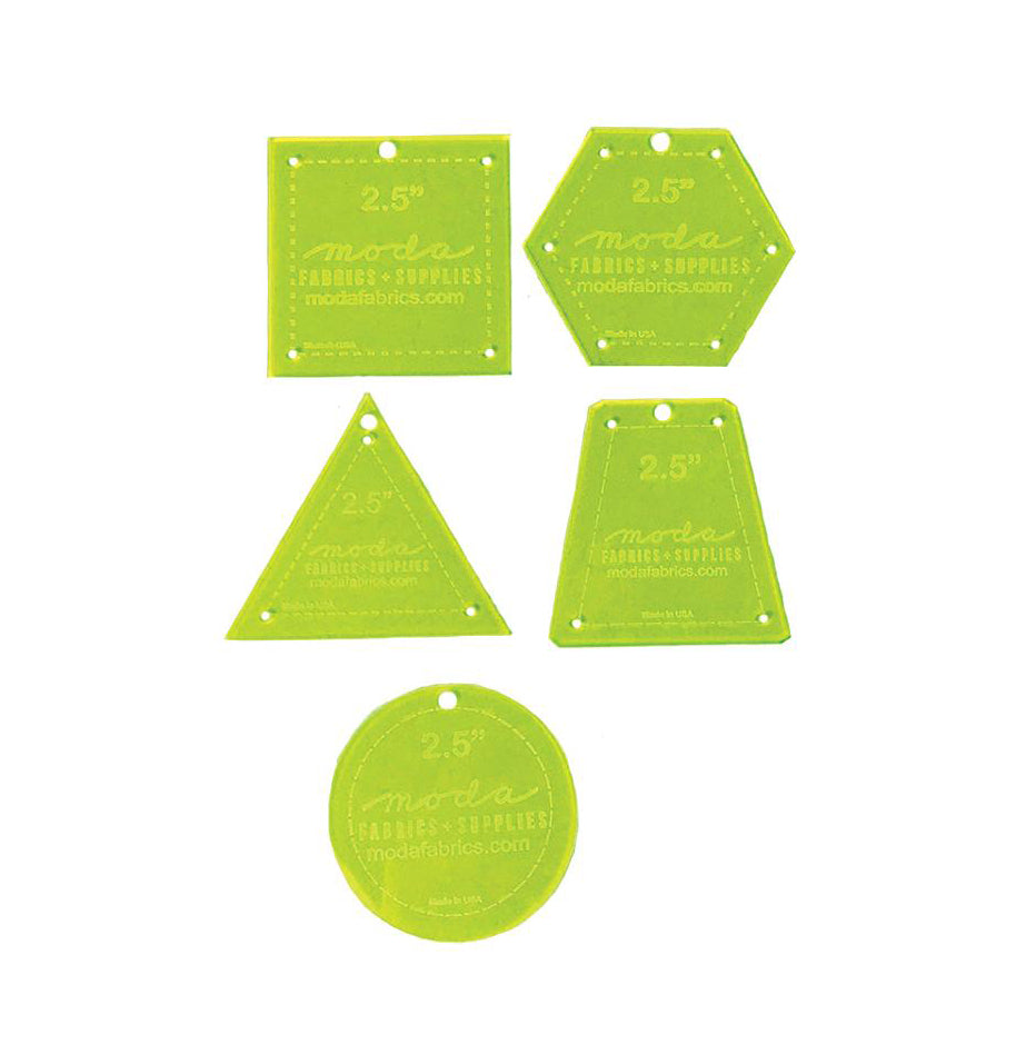 Basic 2.5" Template Set -Set of 5 -square,hexie,triangle,circle & tumbler
